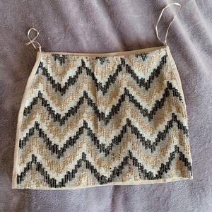 Beaded embellished mink skirt